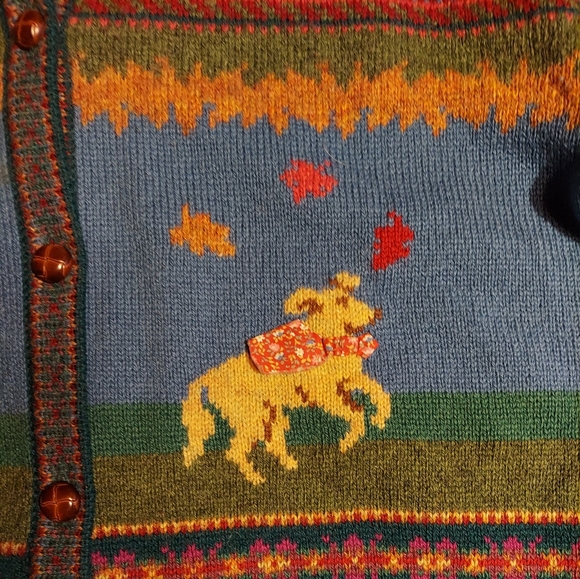 Autumn Novelty Shetland wool cardigan sweater xl - Picture 4 of 5